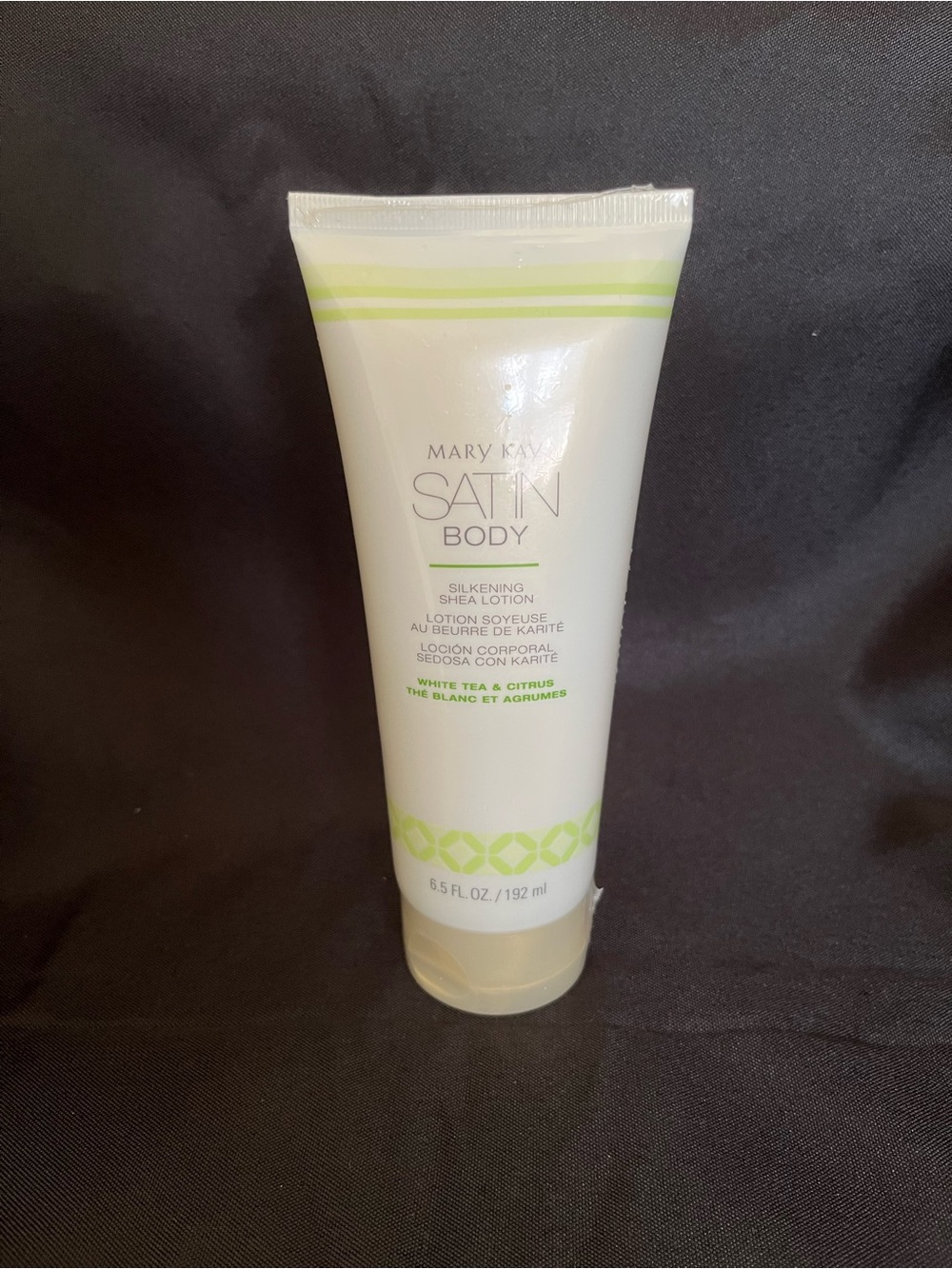 Mary Kay Satin Body Lotion Tube - White with Light Green Accents
